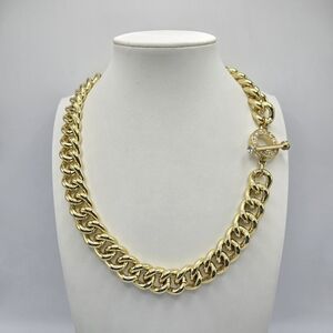 Heidi Daus Goldtone Necklace Chunky Chain Link Rhinestone Mogul Mobwife